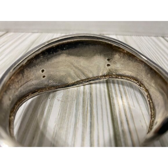 Vintage Silver Cuff Bracelet With Blue Stone & Celtic Knot Designs Unique - Picture 6 of 9